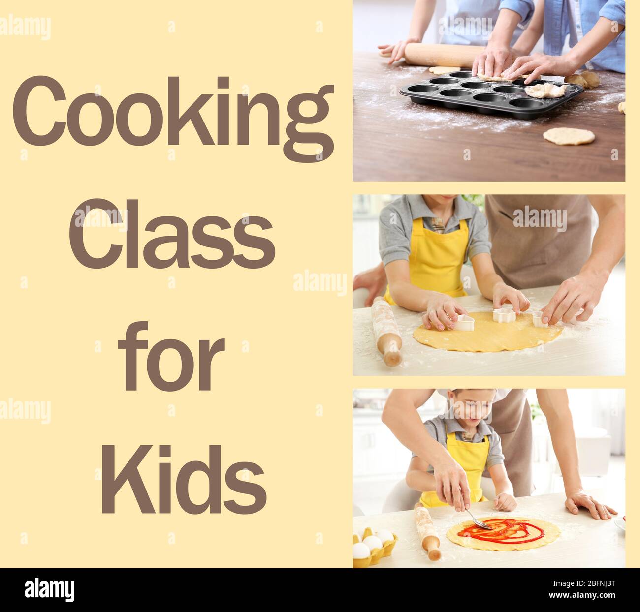 Collage for kids cooking classes concept Stock Photo - Alamy