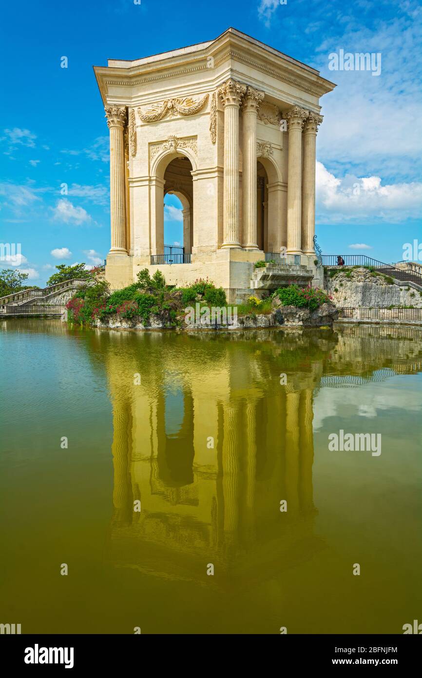 France, Montpellier, Place Royale du Peyrou, 18C water tower (Chateau d'eau) Stock Photo