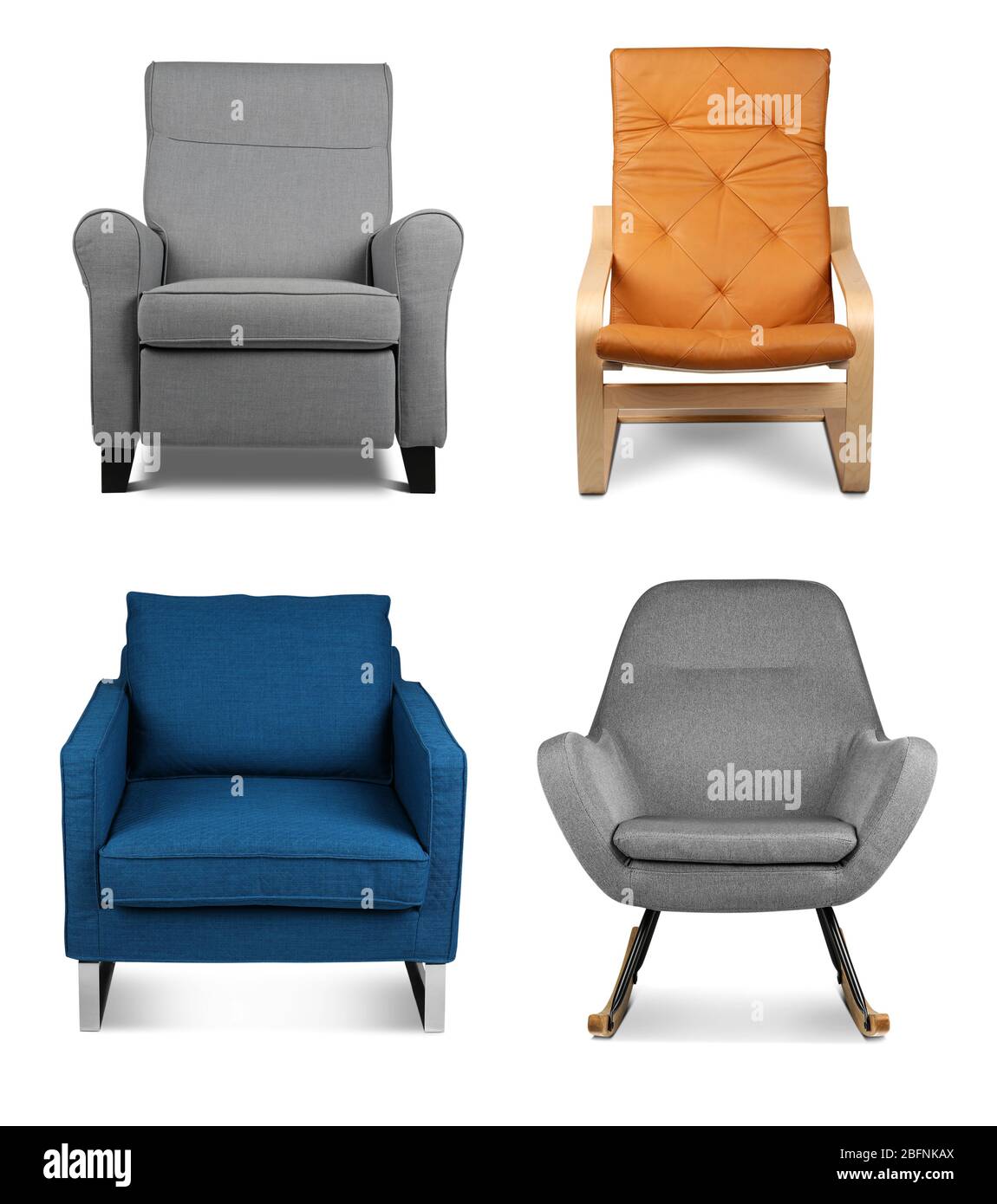 Collage with different armchairs on white background Stock Photo - Alamy