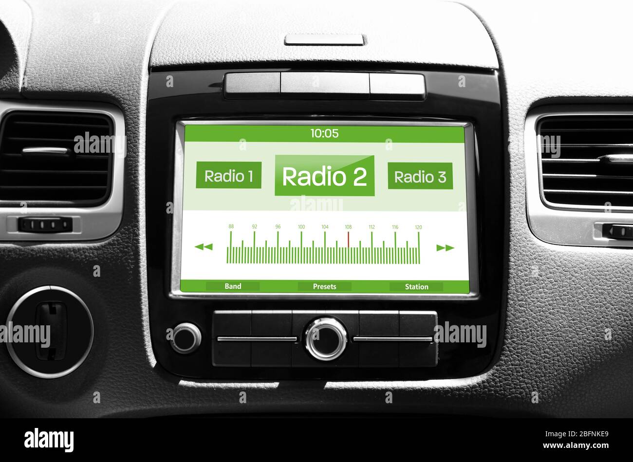 Indash stereo receiver with radio in car Stock Photo Alamy