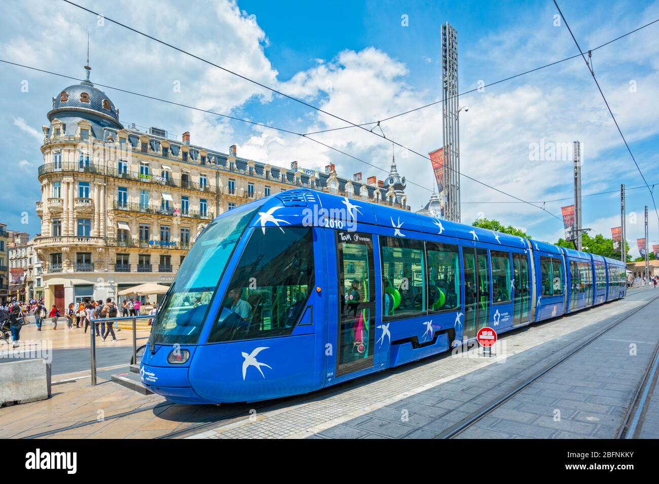 France, Montpellier, Historical Centre, Place de la Comedie, tram Stock Photo