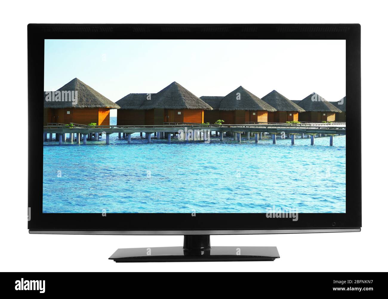 Modern TV set on white background Stock Photo Alamy