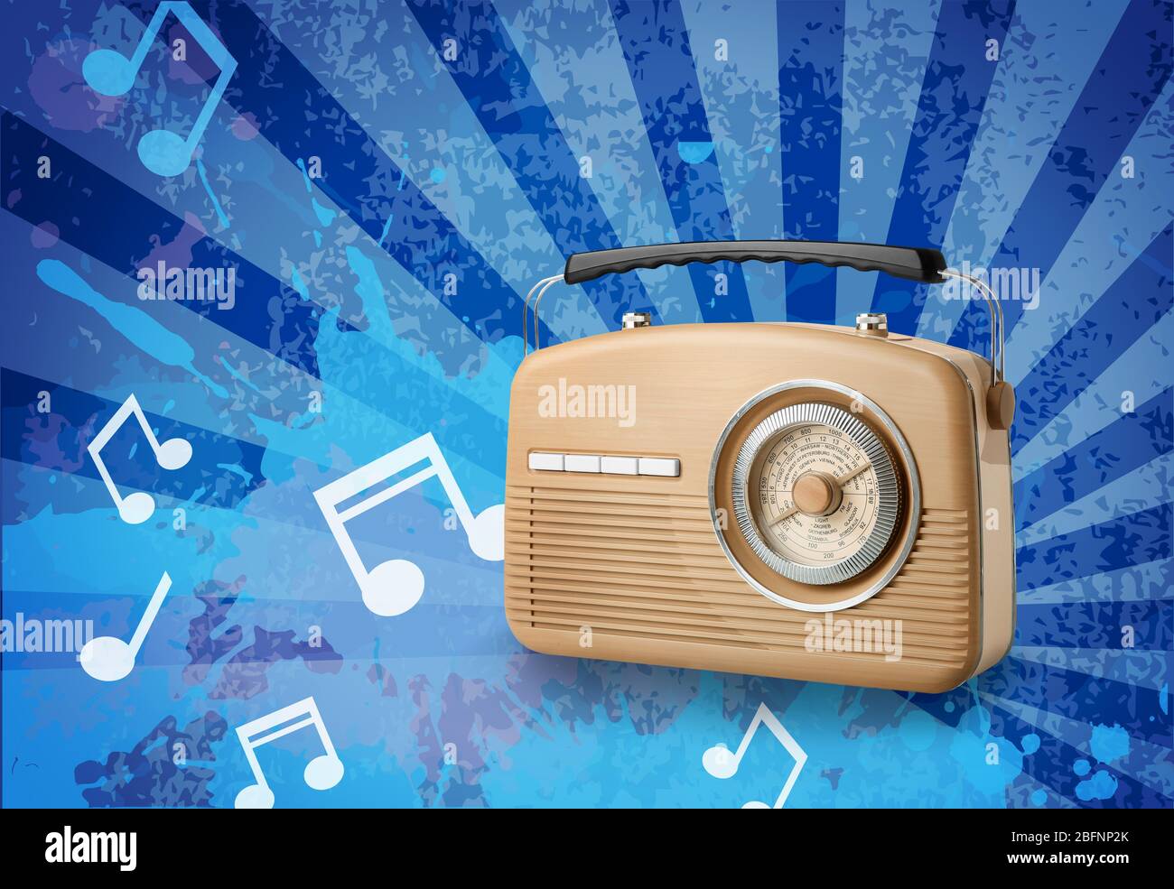 Radio broadcasting music on color background Stock Photo - Alamy