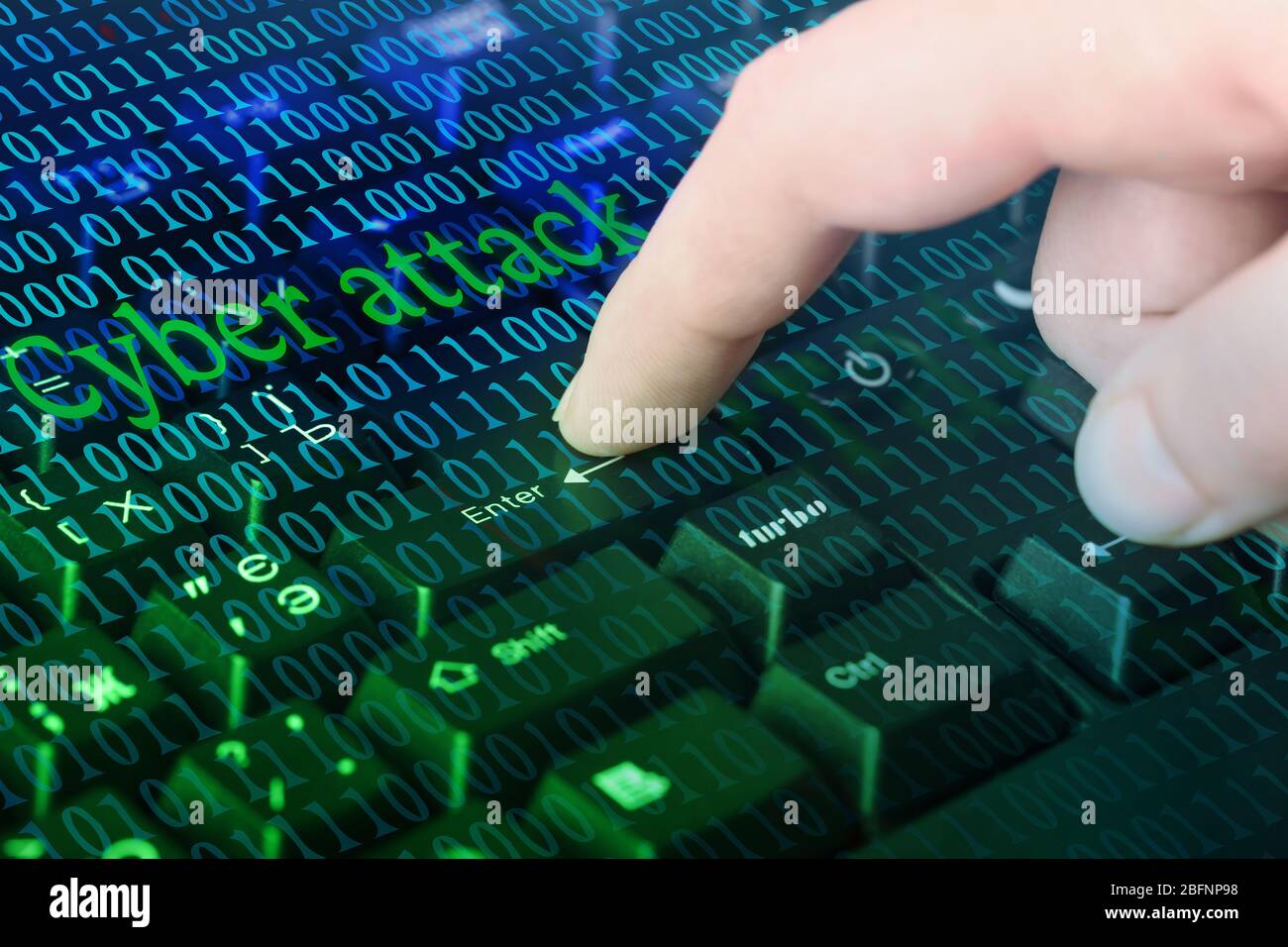 Man hacking computer and pushing enter button on keyboard. Concept of ...