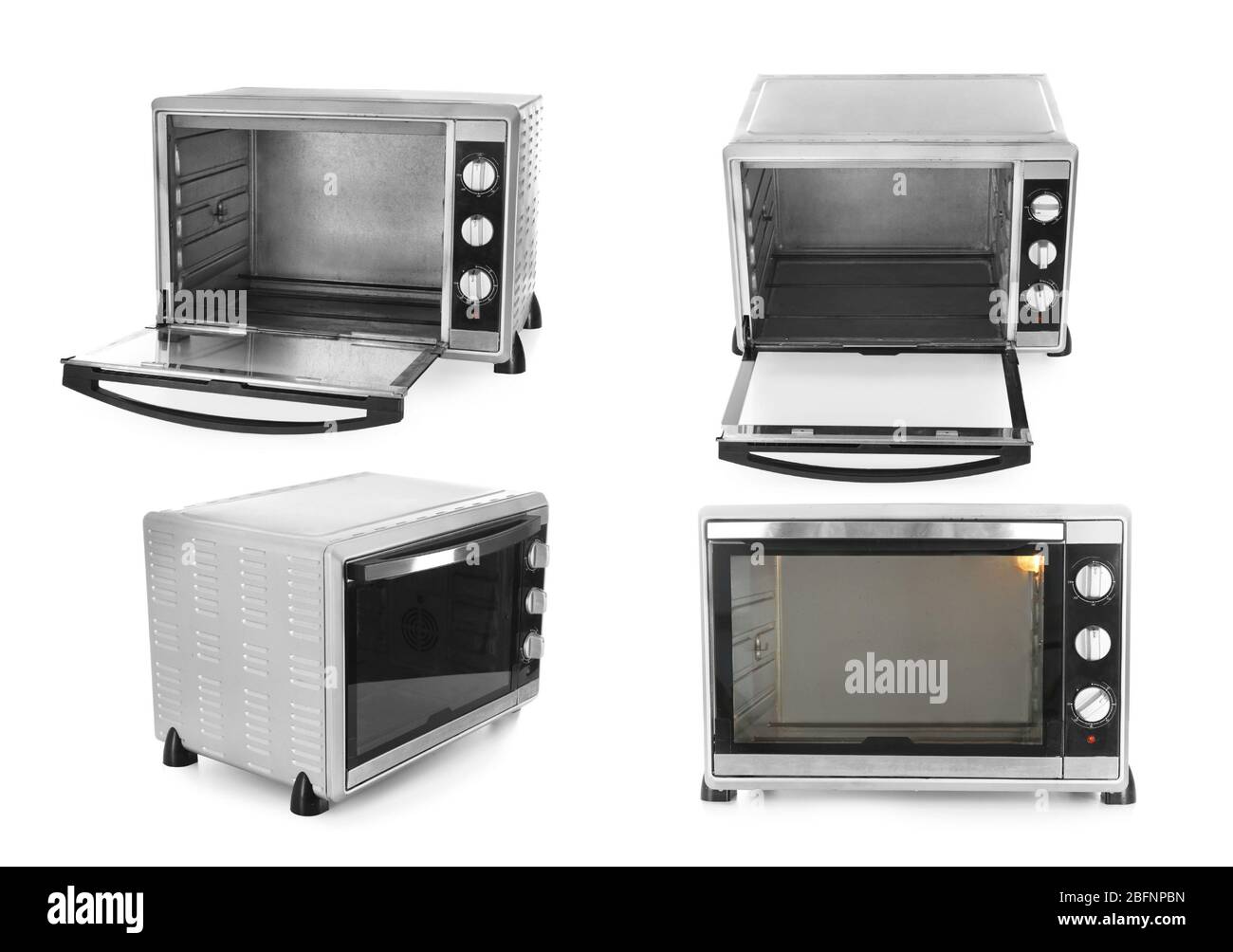 Set of electric ovens on white background Stock Photo Alamy