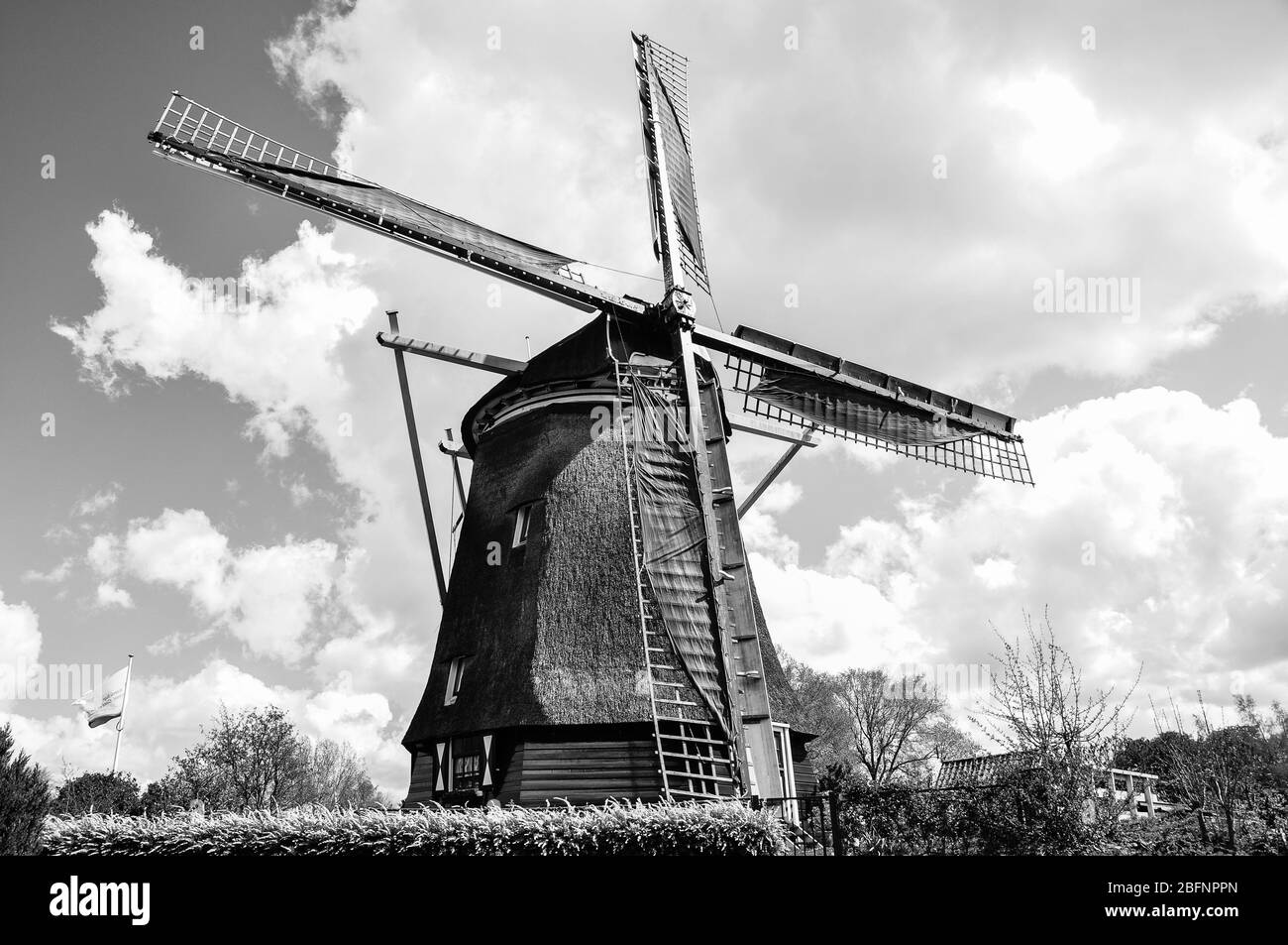 Windmill outside of Rotterdam Stock Photo