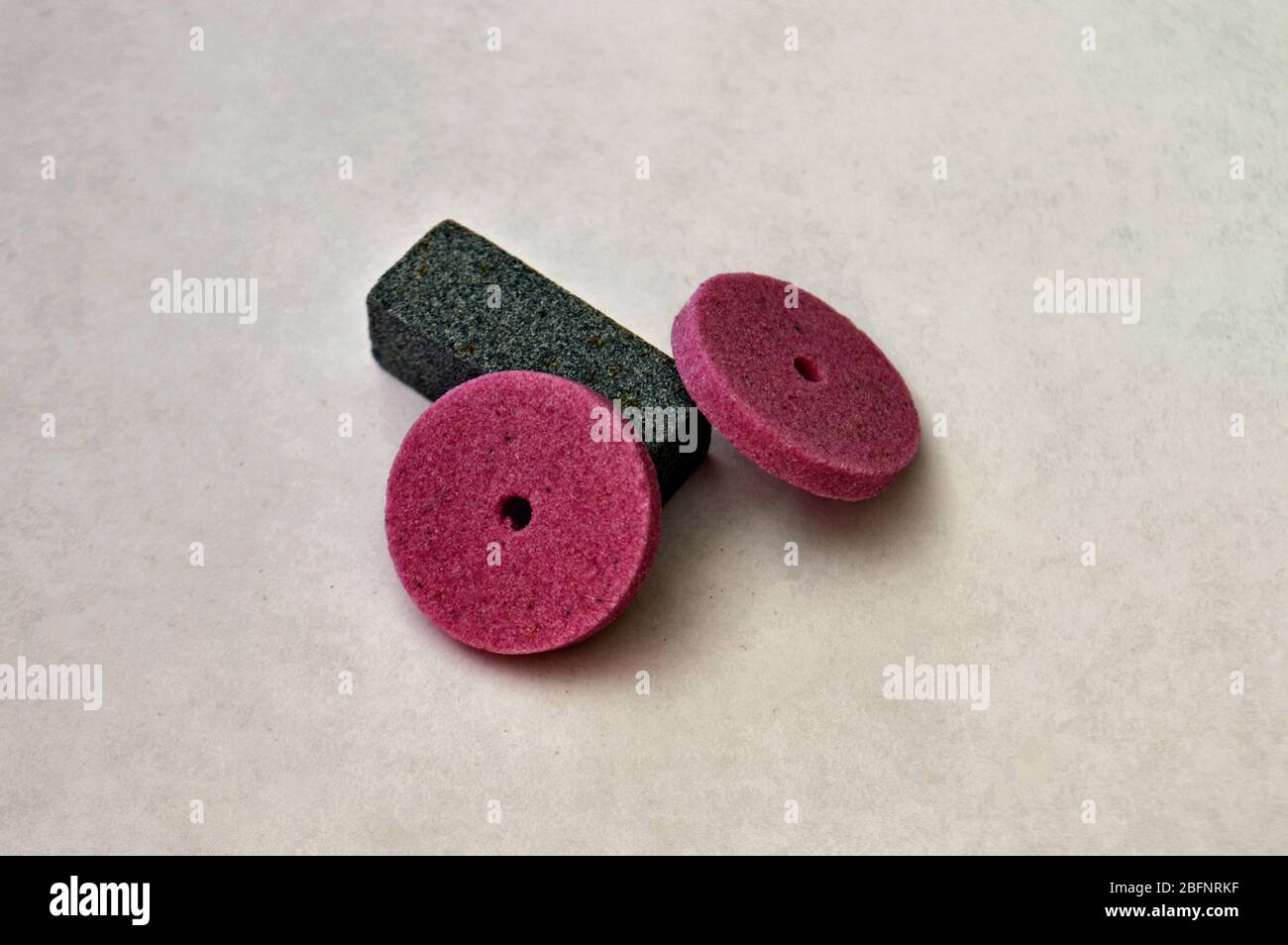 bar for sharpening and pink sharpening circles Stock Photo