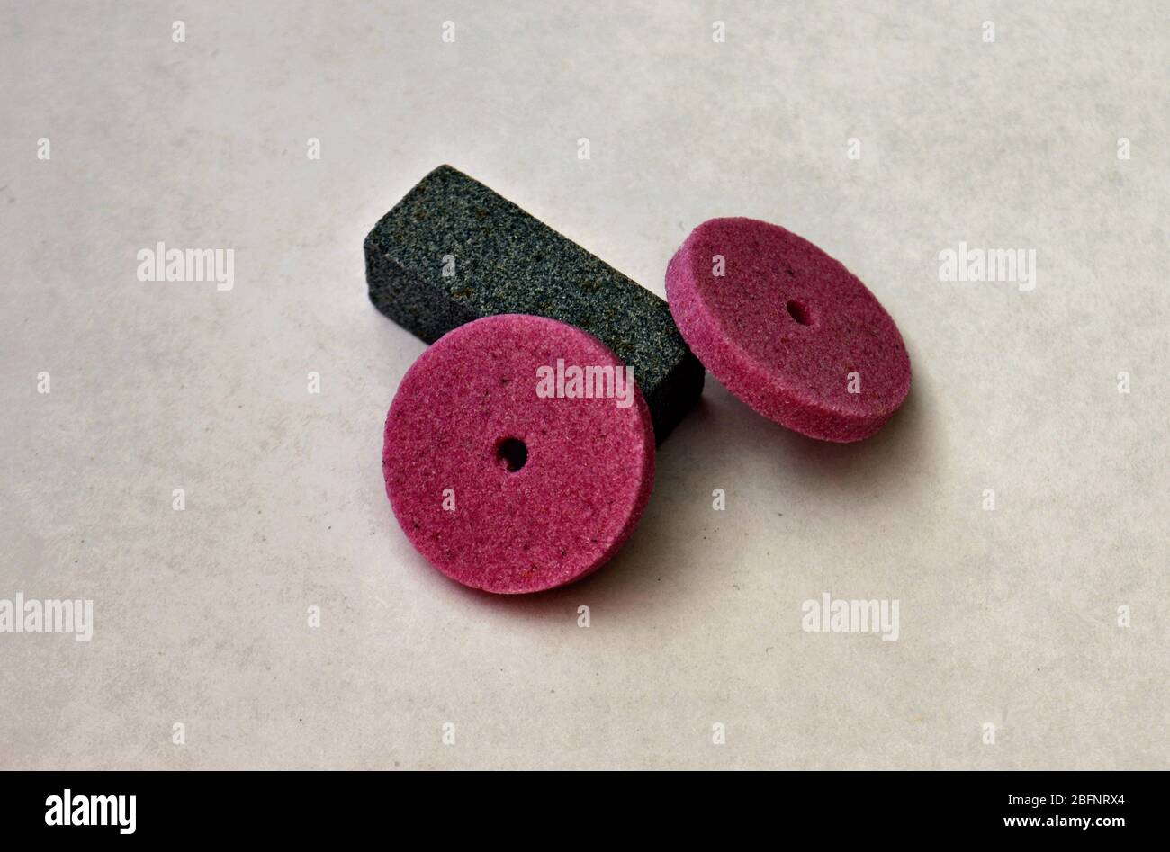 bar for sharpening and pink sharpening circles Stock Photo