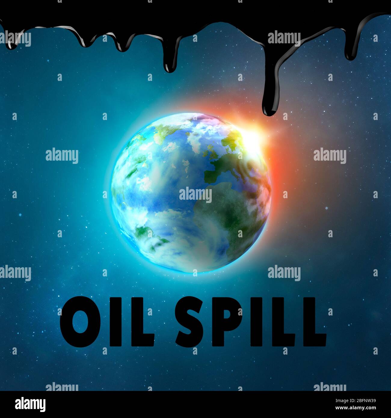 Oil spills concept. View of Earth in space Stock Photo Alamy