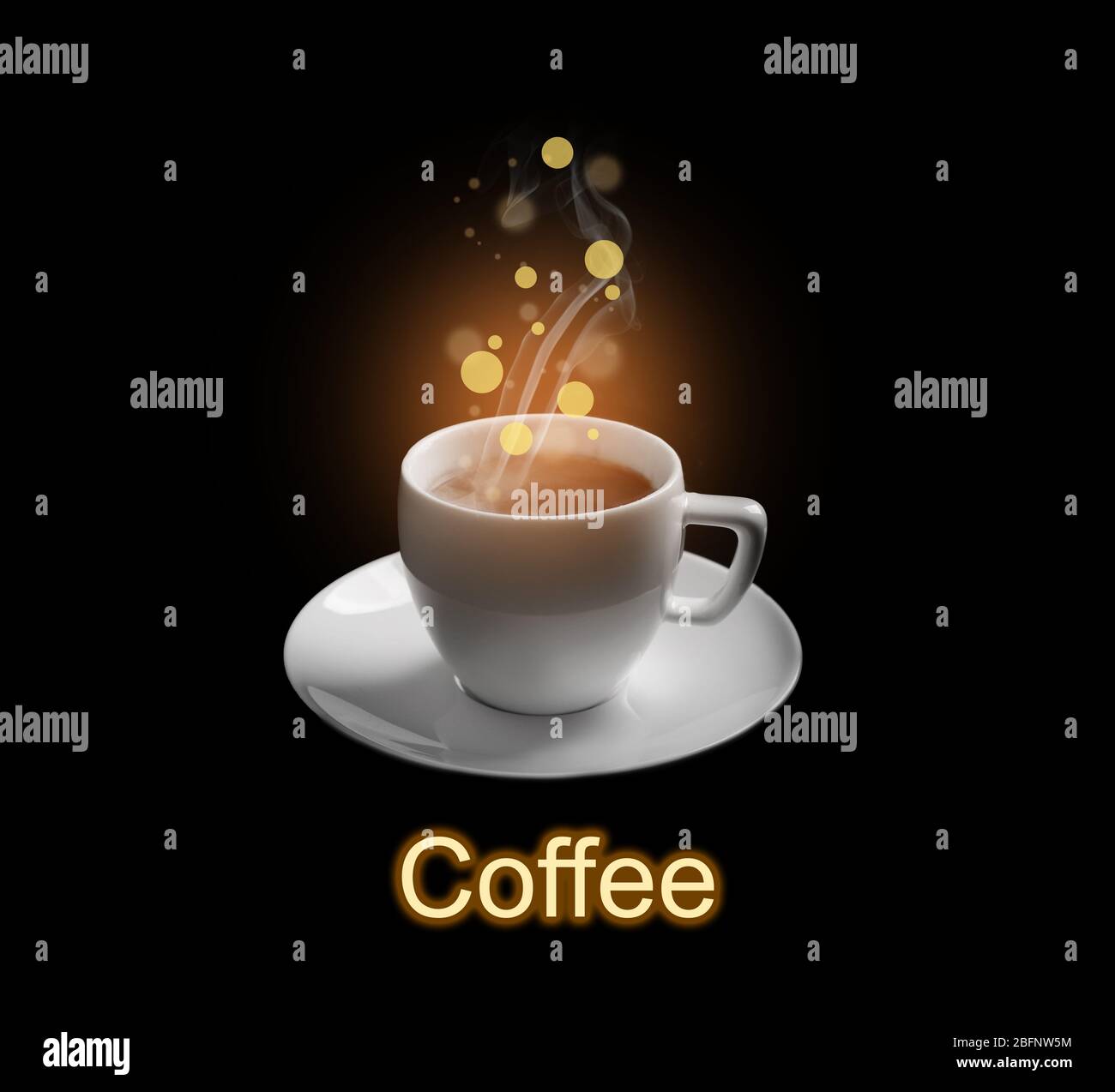 Cup of hot and aromatic coffee on black background Stock Photo - Alamy