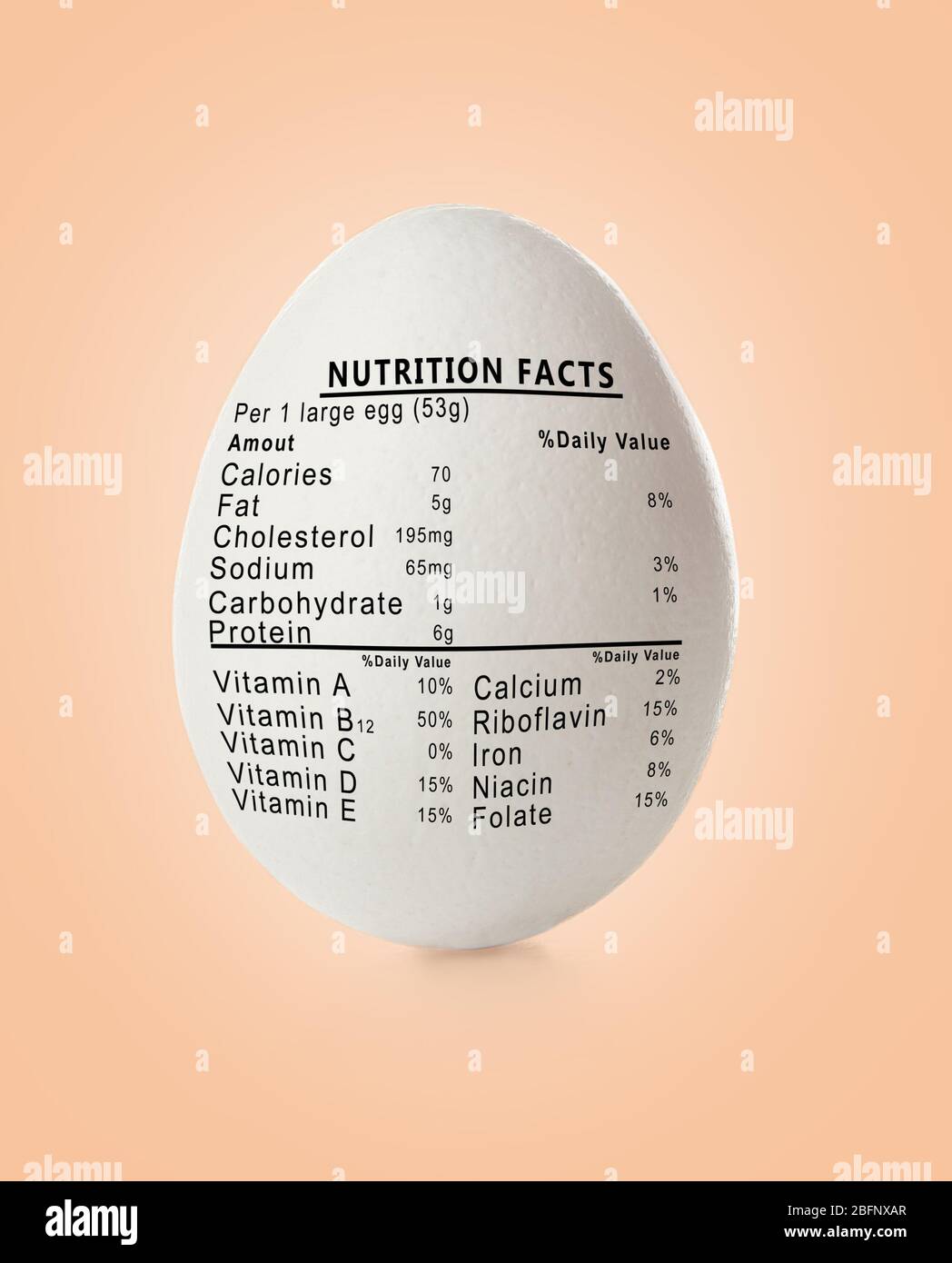 Raw egg and list of nutrition facts on color background Stock Photo Alamy