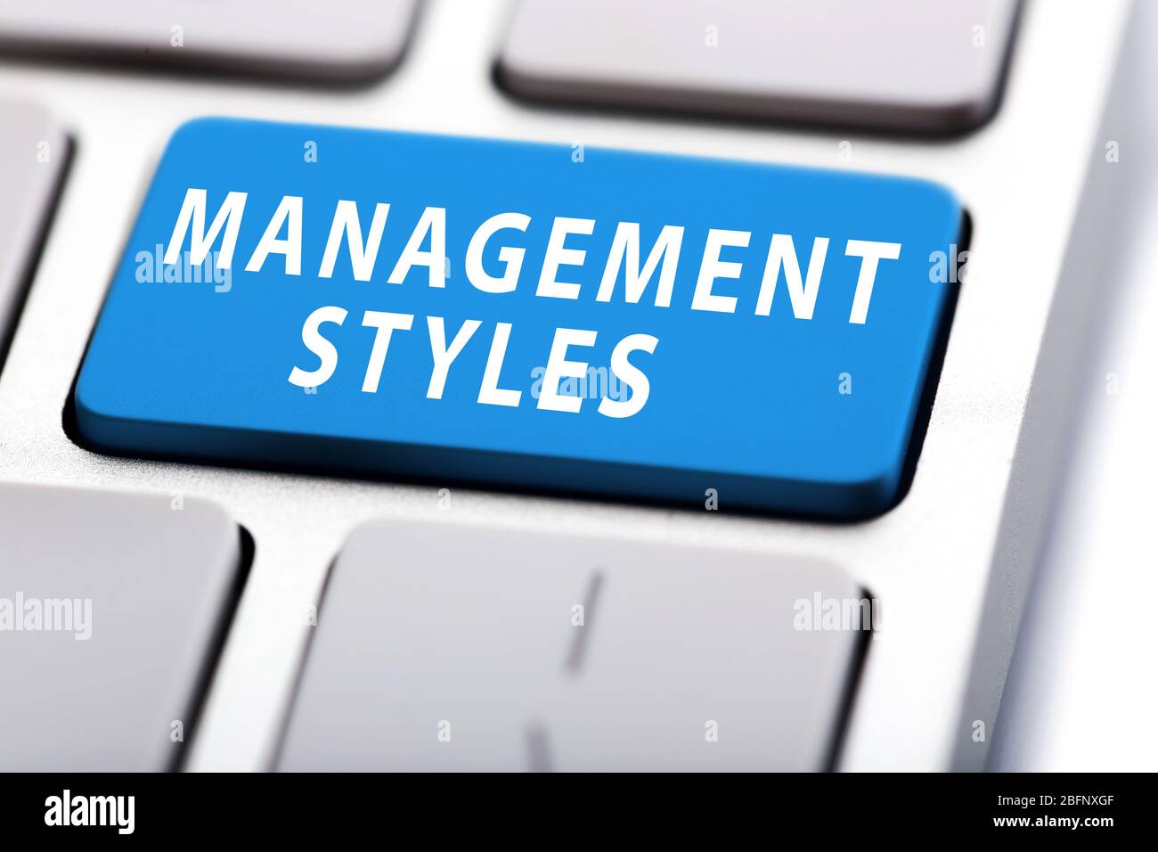 MANAGEMENT STYLES button on keyboard, closeup Stock Photo