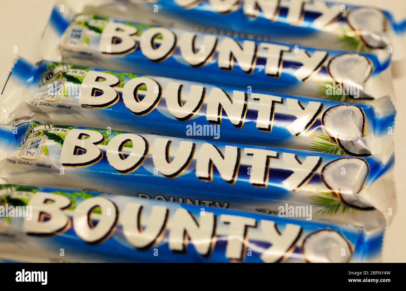 close up of bounty chocolate bar Stock Photo
