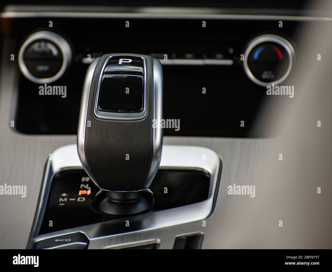 automatic gear shift lever at shallow depth of field Stock Photo