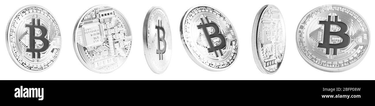 Bitcoin Set Set of bitcoins on white background Stock Photo - Alamy