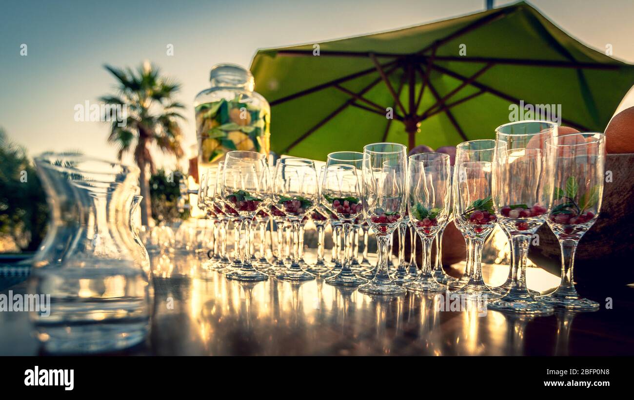 Bar Setup At Sunset Stock Photo Alamy
