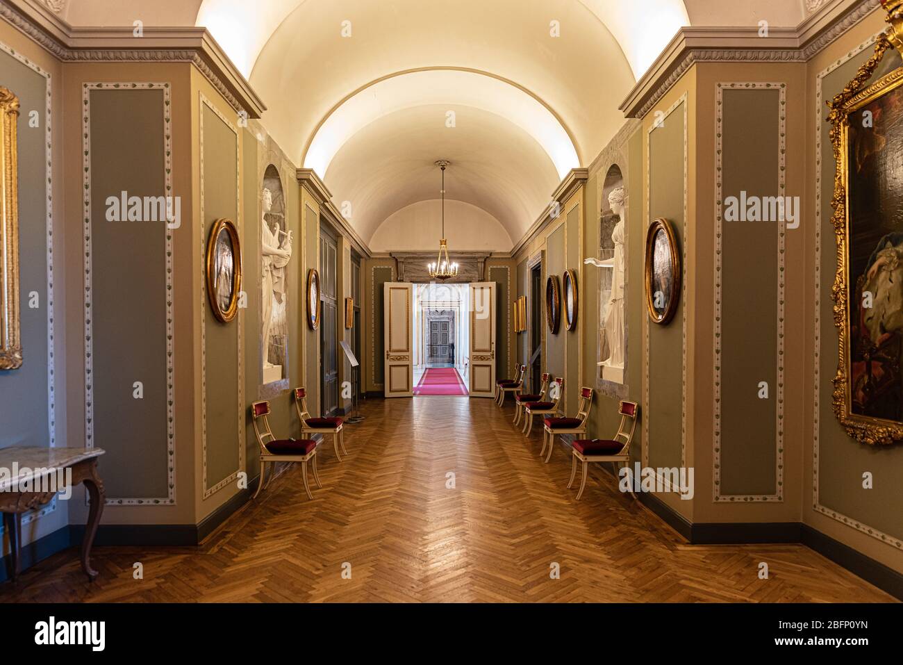 Interiors of royal halls in Palace in Copenhagen Denmark