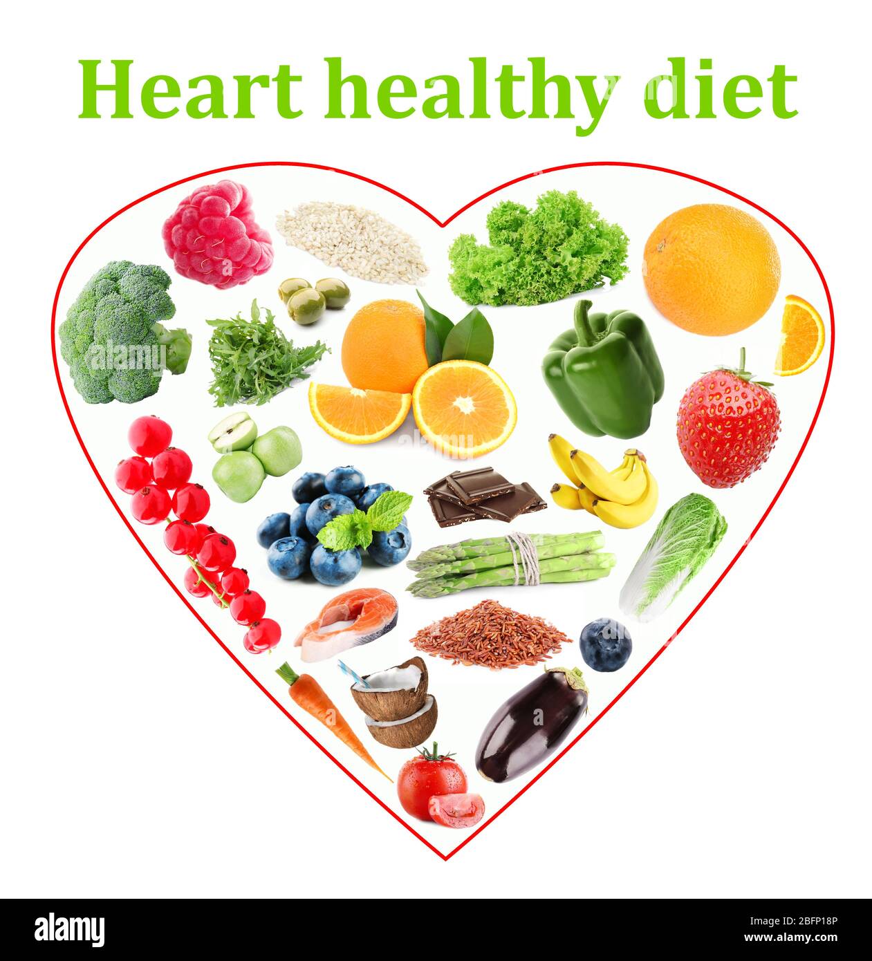 Set of products for heart healthy diet on white background Stock Photo ...