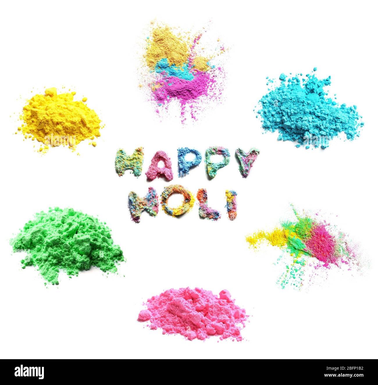 Set of colorful powders for Holi festival on white background Stock Photo -  Alamy