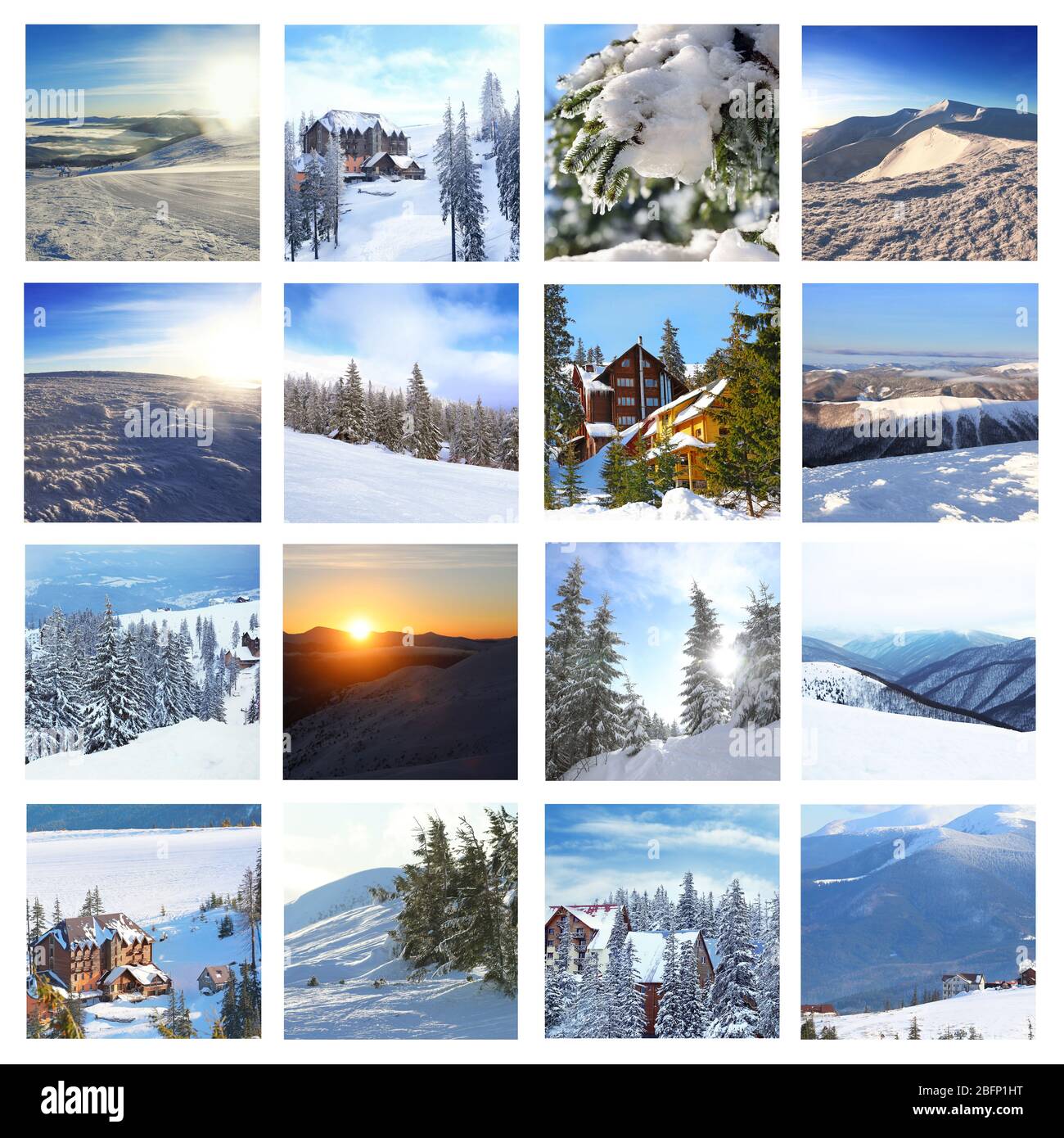 Set with beautiful winter landscapes Stock Photo