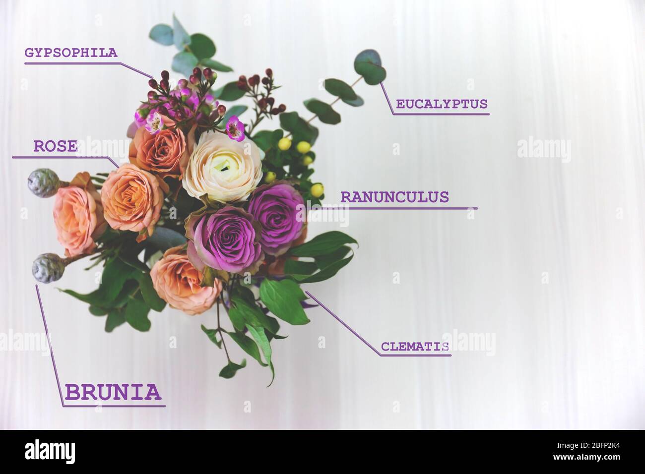 Beautiful Bouquet With Flowers Names Stock Photo Alamy