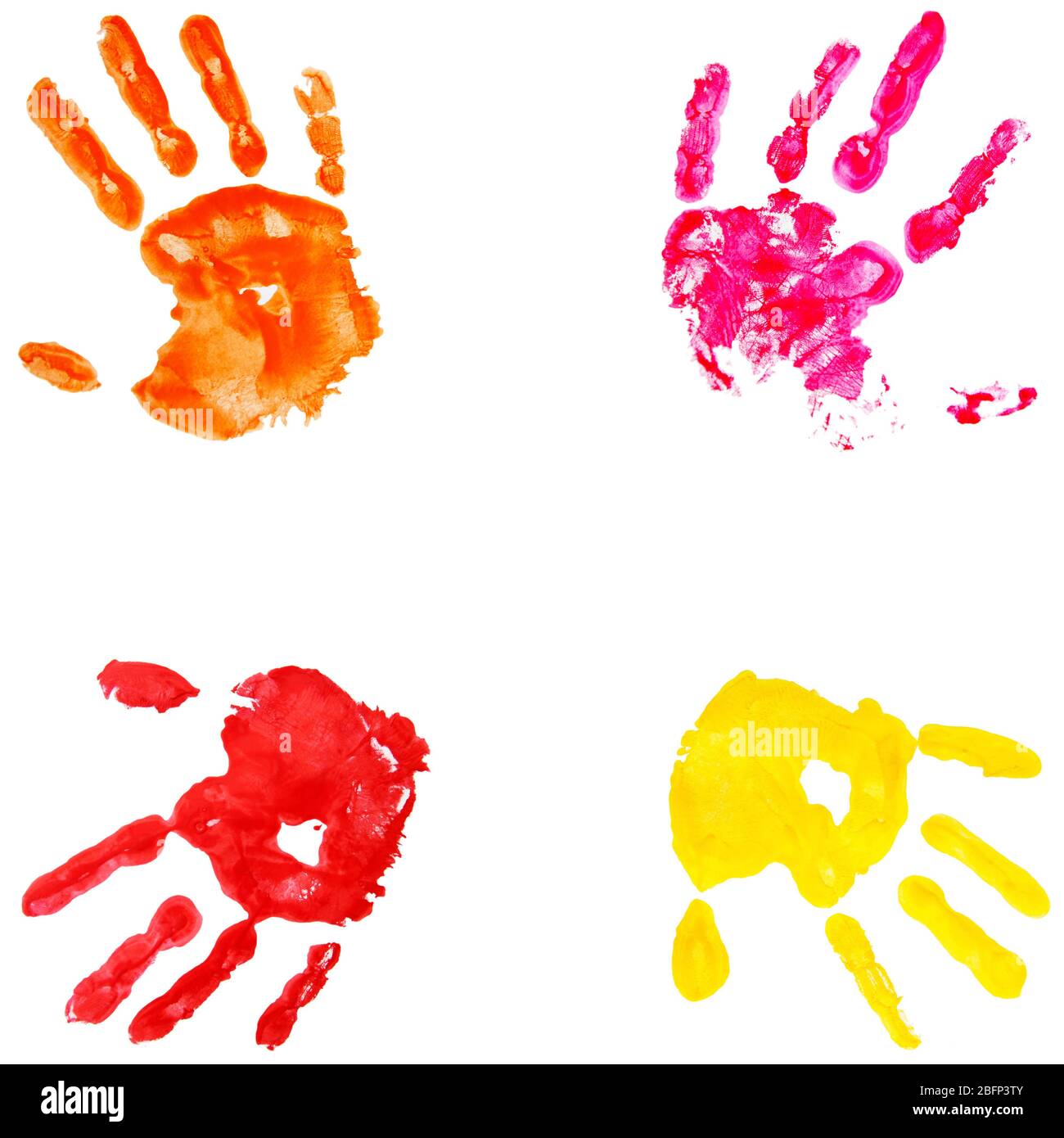 Collection of colorful hand prints, isolated on white background Stock ...
