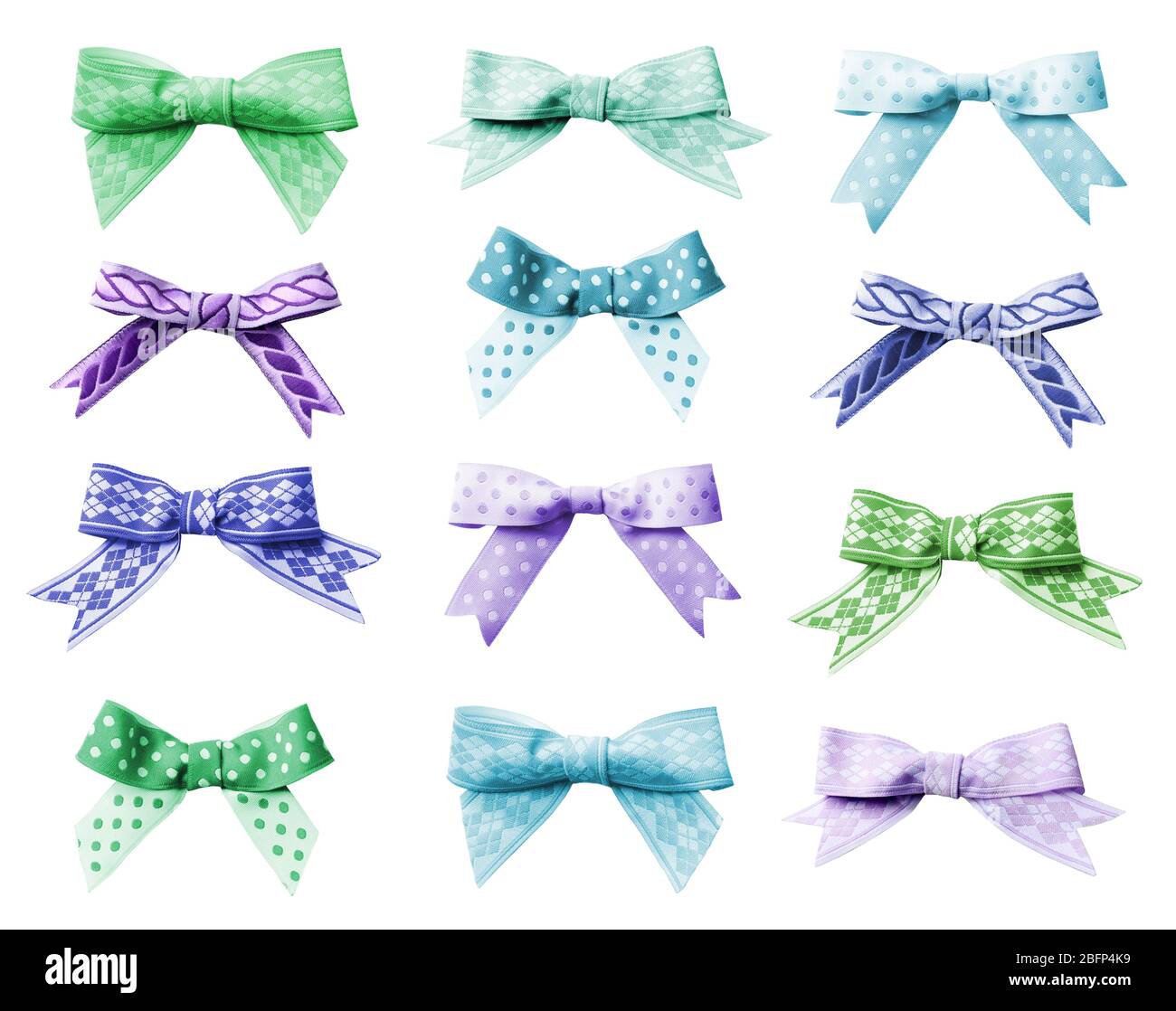 Set of decorative bows, isolated on white Stock Photo - Alamy