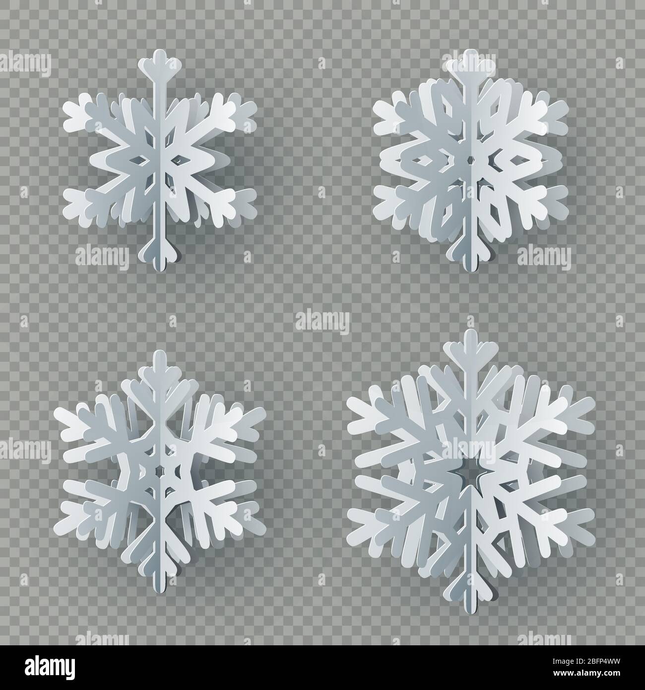 Set of nine different paper snowflake cut from paper isolated on ...
