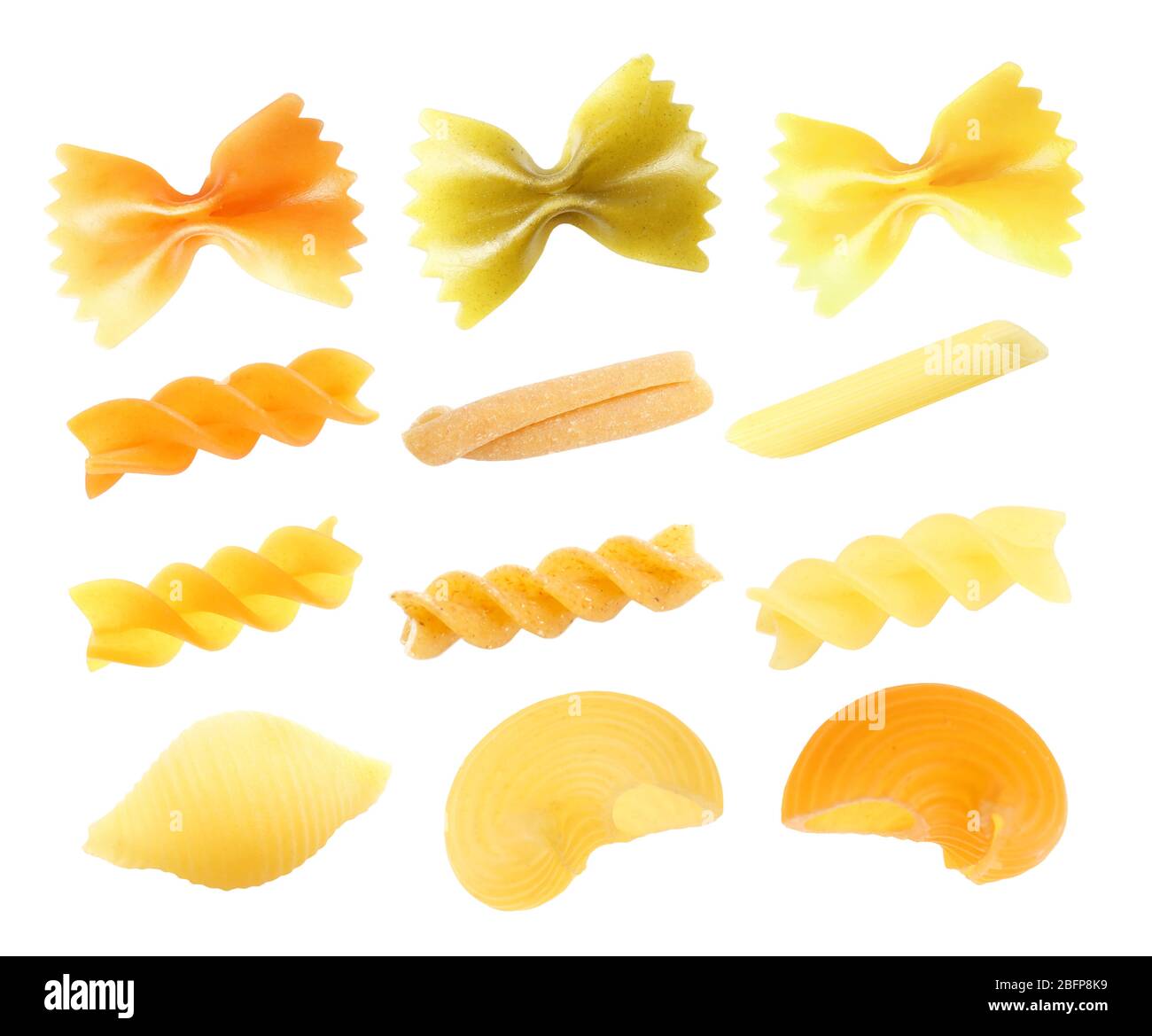 Collection of pasta isolated on white background Stock Photo - Alamy