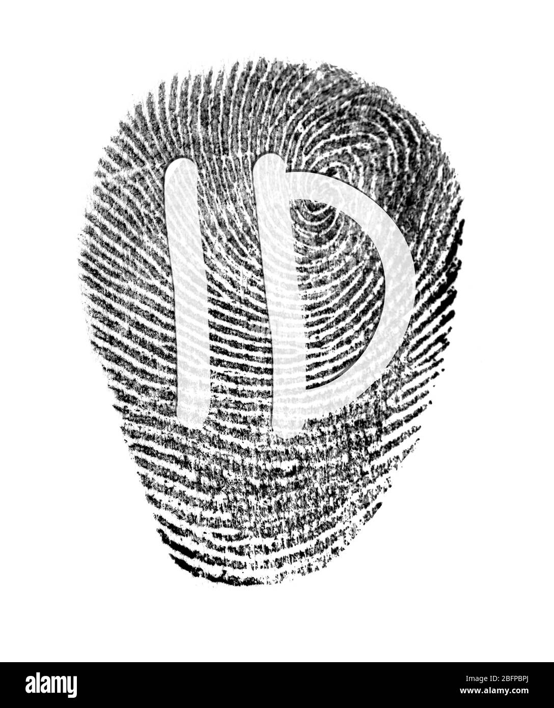Fingerprint ID on white background. Individuality concept. Stock Photo
