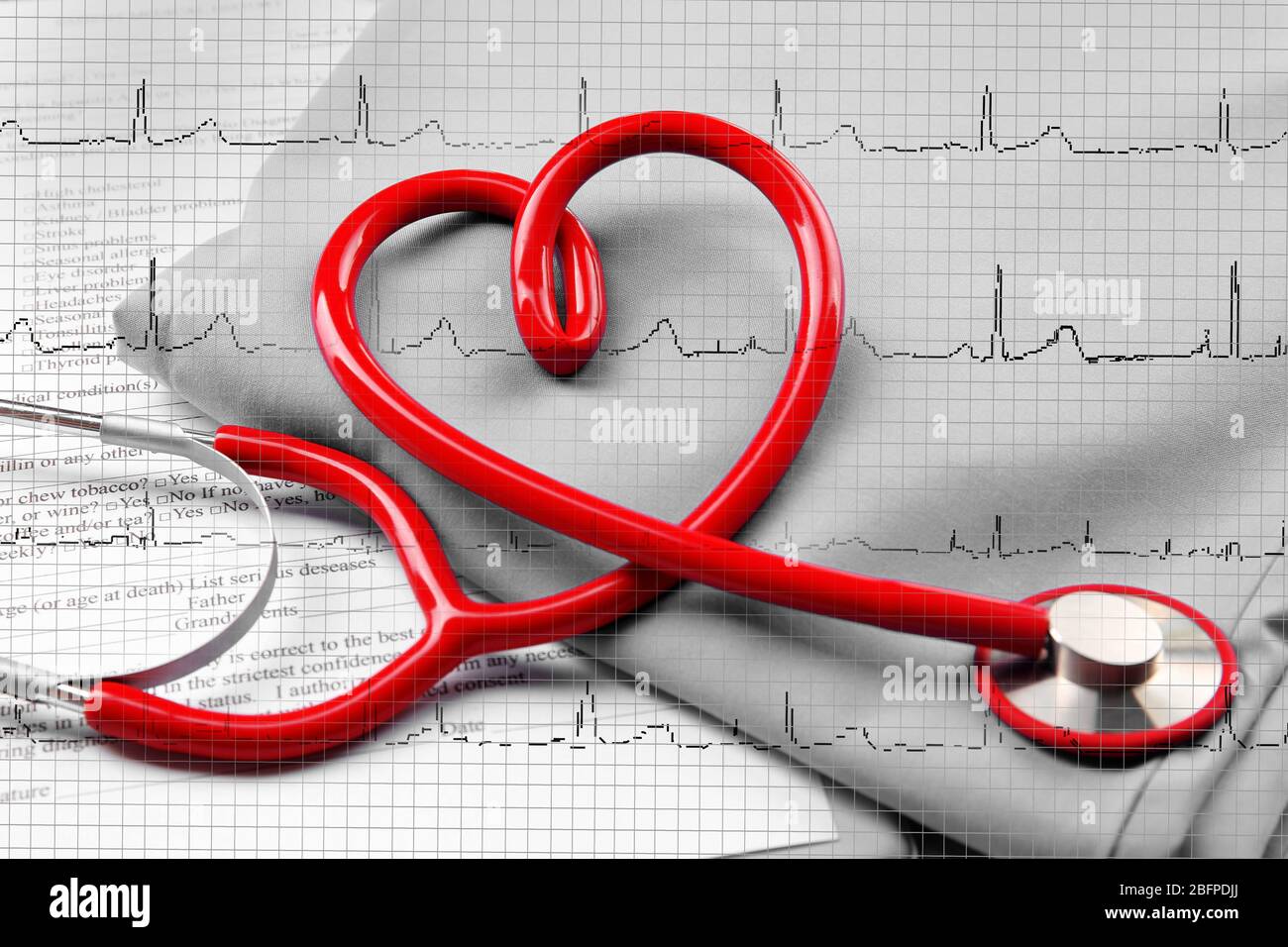 Medical equipment collage, closeup. Cardiology concept Stock Photo Alamy