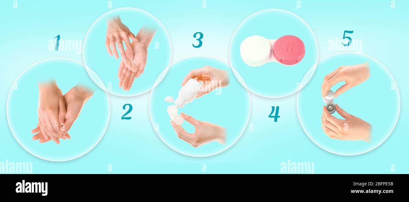 Contact lenses care instruction Stock Photo Alamy