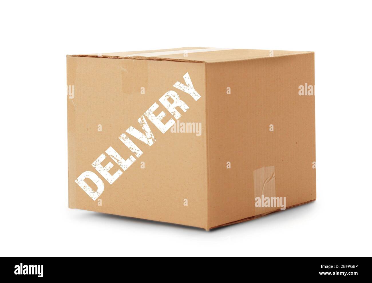 Delivery concept. Cardboard box on white background Stock Photo