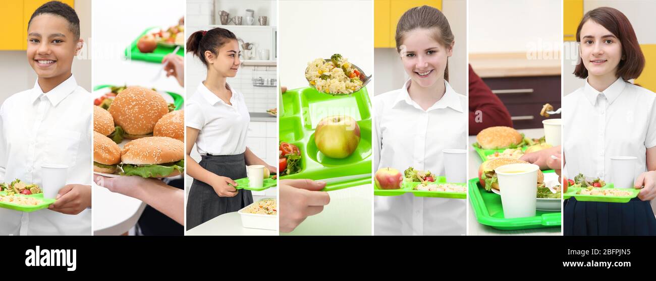 Children eating delicious sandwiches in school canteen Stock Photo - Alamy