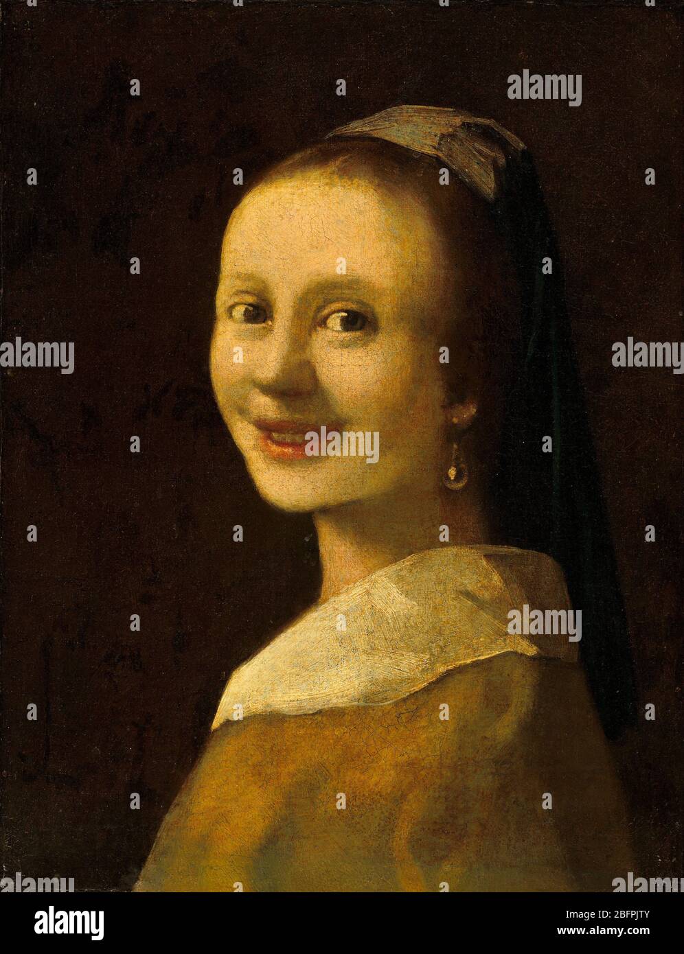 Smiling Girl, forgery most likely painted by Han van Meegeren  Anonymous Imitator of Johannes Vermeer  fake vermeer Stock Photo