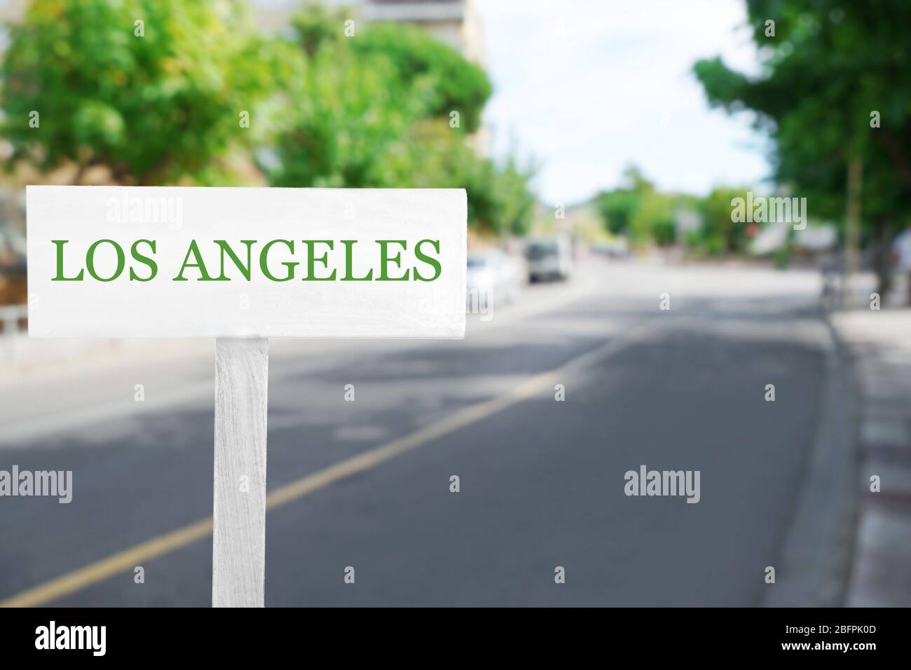 Direction sign to LOS ANGELES on street. Travel USA concept Stock Photo