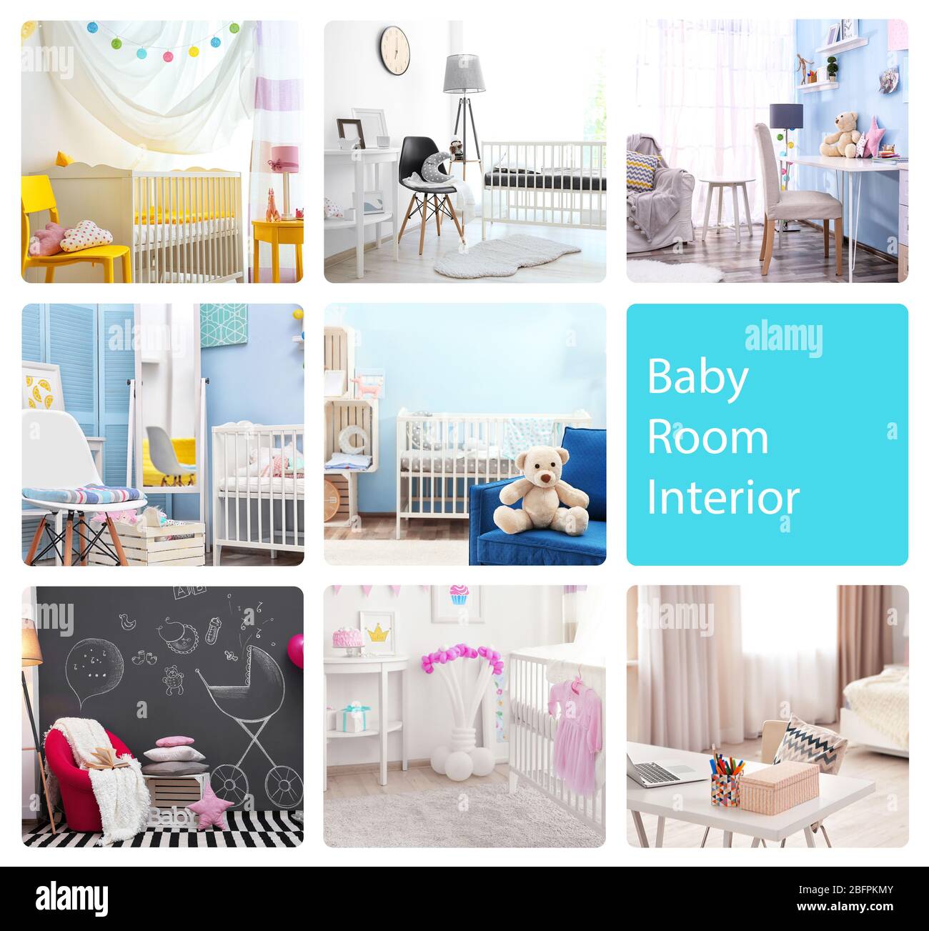 Ideas for child's room interior. Collage of creative designs Stock Photo