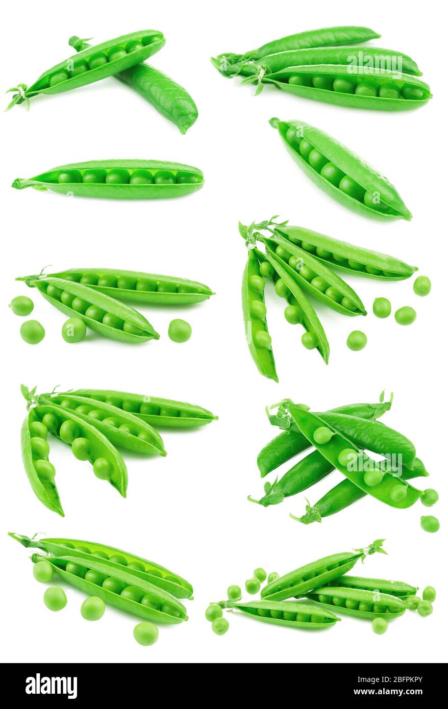 Green peas on white background Stock Photo - Alamy