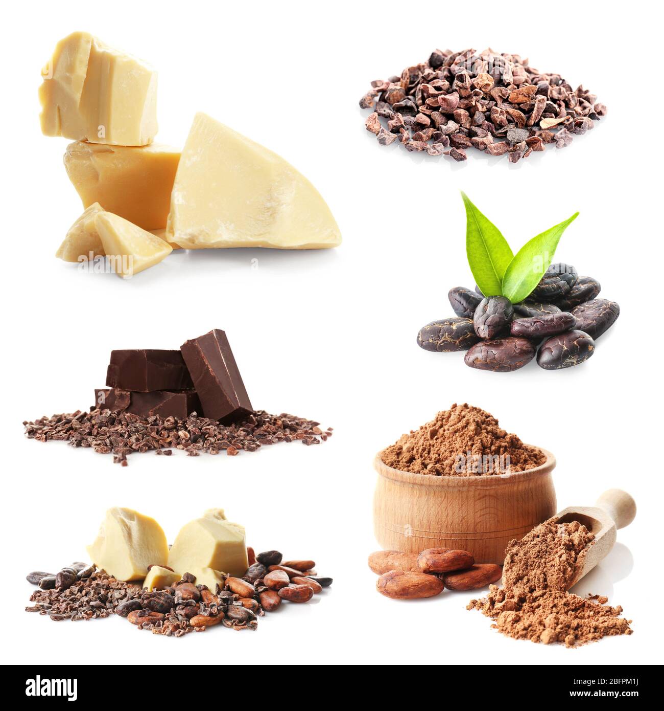 Set of cocoa products on white background Stock Photo Alamy