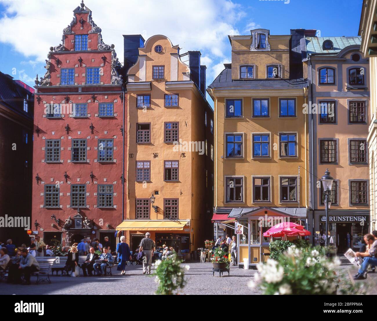 Medieval buildings in Stortorget, Gamla Stan (Old Town), Stadsholmen, Stockholm, Kingdom of Sweden Stock Photo