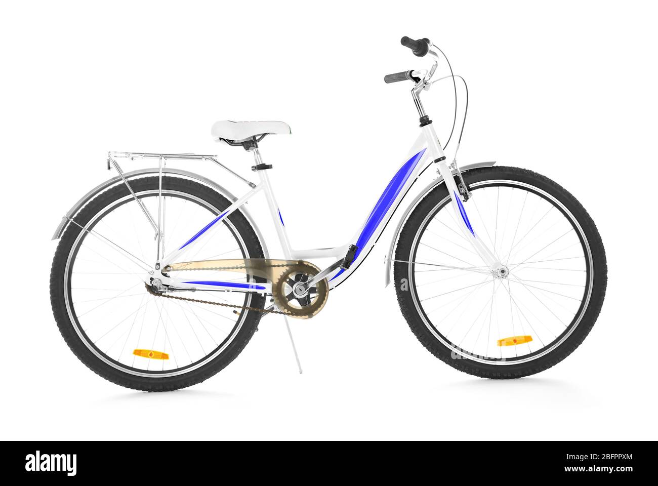 Modern bicycle on white background Stock Photo