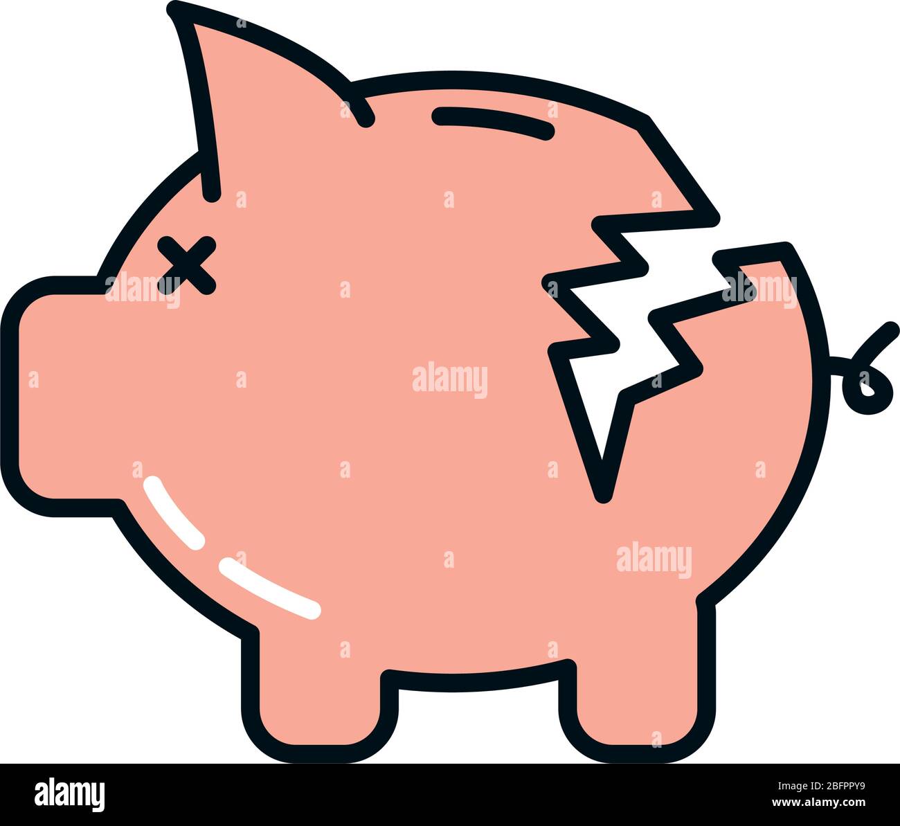 broken piggy bank icon over white background, line and fill style, vector  illustration Stock Vector Image & Art - Alamy