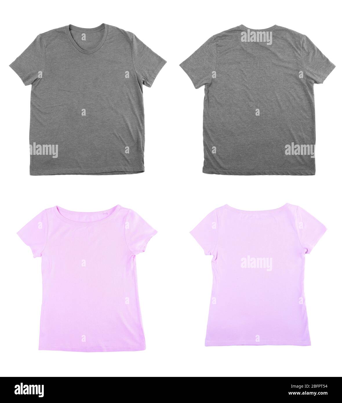 Different views of tshirts on white background Stock Photo Alamy