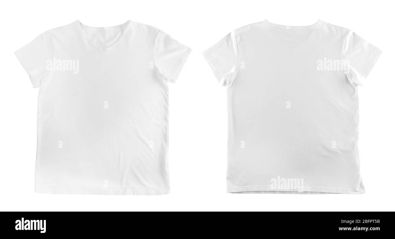 Different views of t-shirt on white background Stock Photo - Alamy