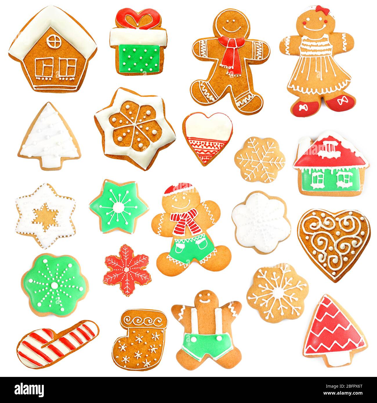 Delicious Christmas Cookies On White Background Stock Photo Alamy