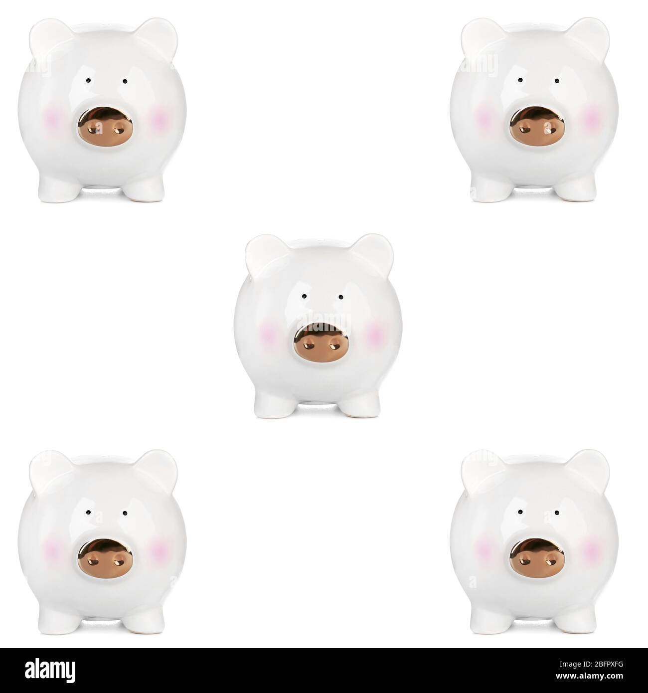 Piggy banks on white background Stock Photo - Alamy