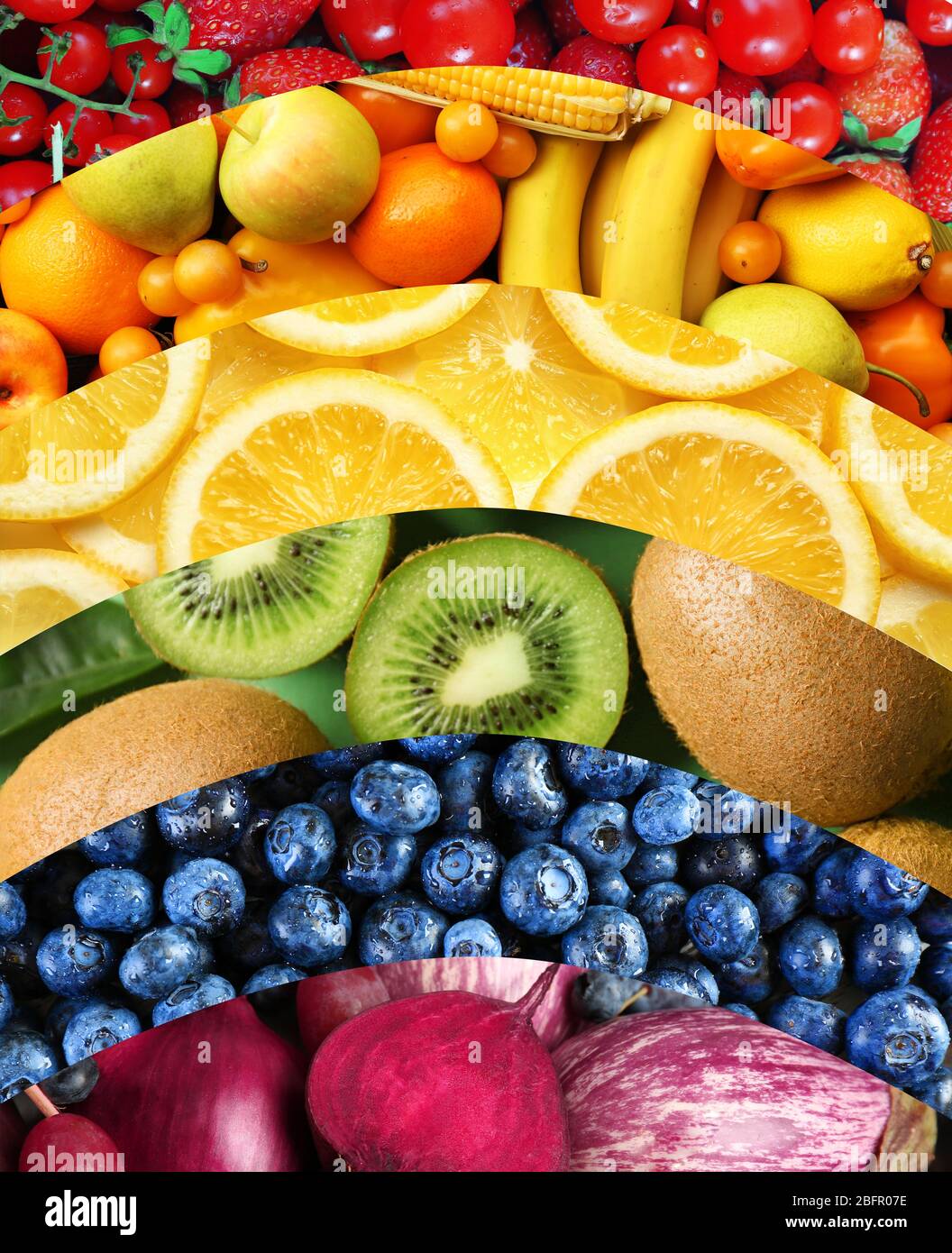 Collage of different fruits, vegetable and berries Stock Photo