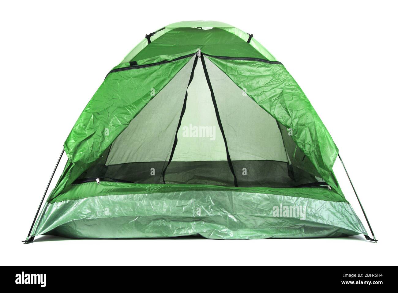 green tourist tent isolated on white Stock Photo - Alamy