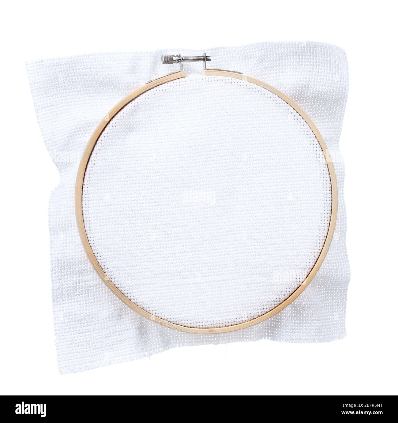 The embroidery hoop with canvas isolated on white Stock Photo Alamy