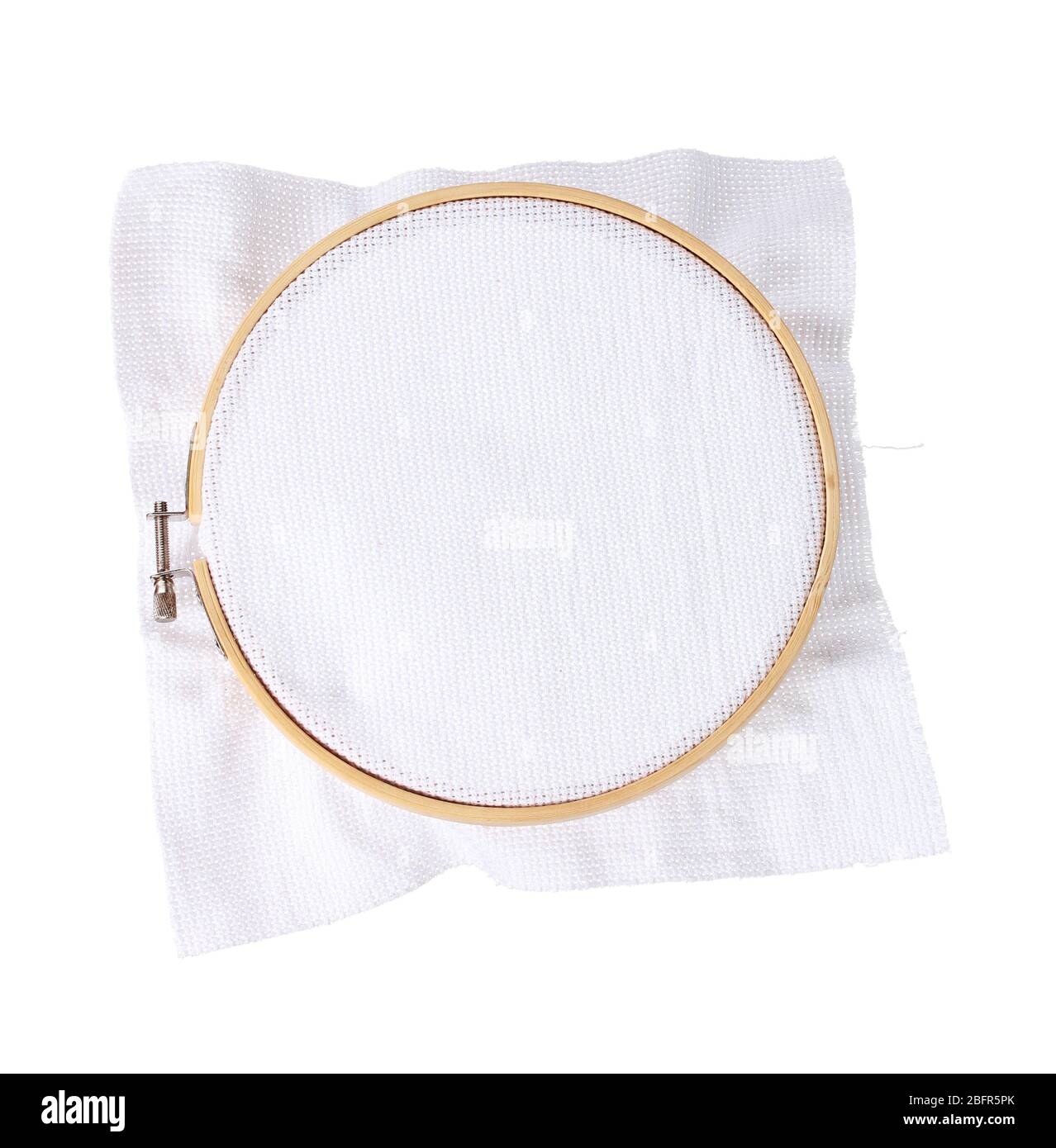 The embroidery hoop with canvas isolated on white Stock Photo Alamy